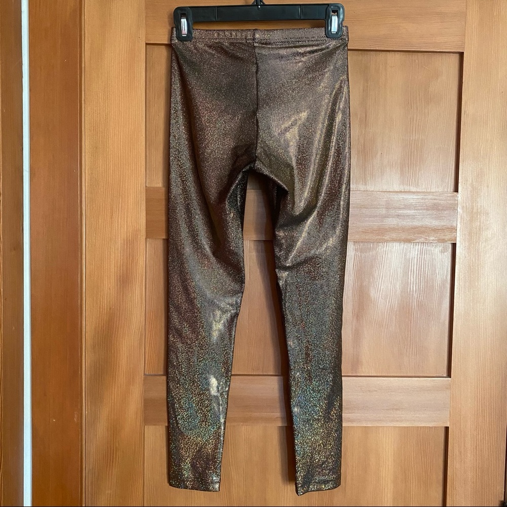 American Apparel Gold Holographic Glitter Leggings - Picture 3 of 5
